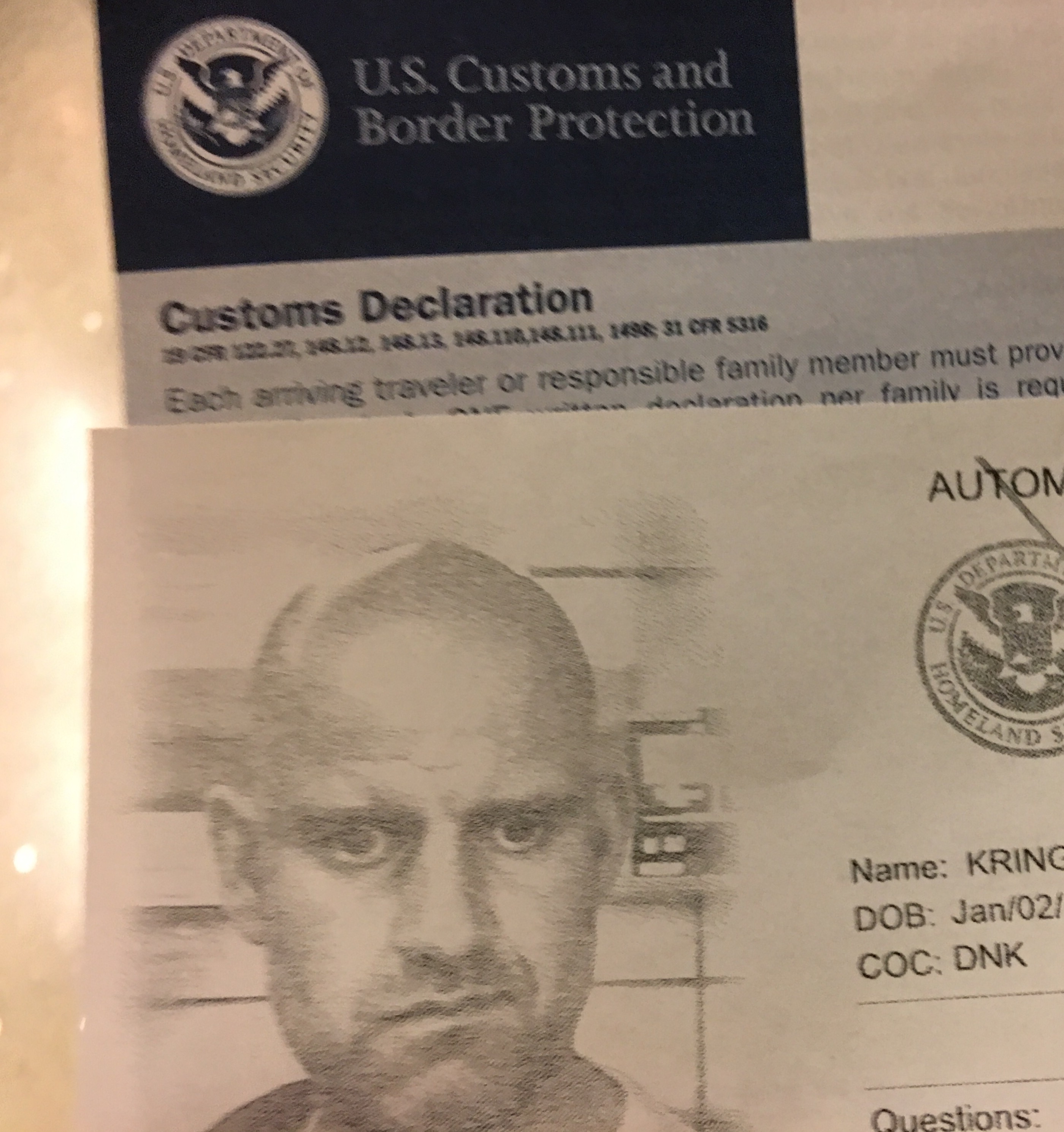 Customs in the US, can be a farkery